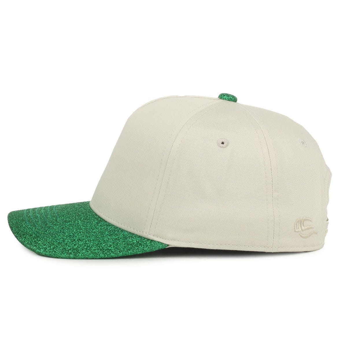 Oc Sports Oc560gltr Two-tone 5-panel Glitter Cap - Ivory Emerald