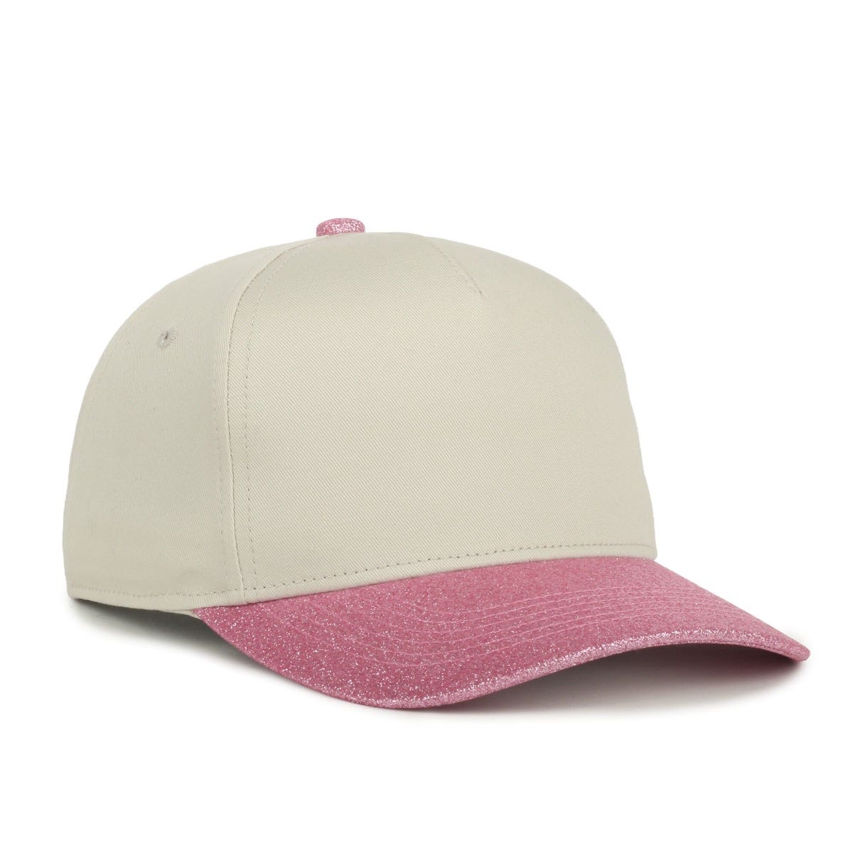 Oc Sports Oc560gltr Two-tone 5-panel Glitter Cap - Ivory Hibiscus