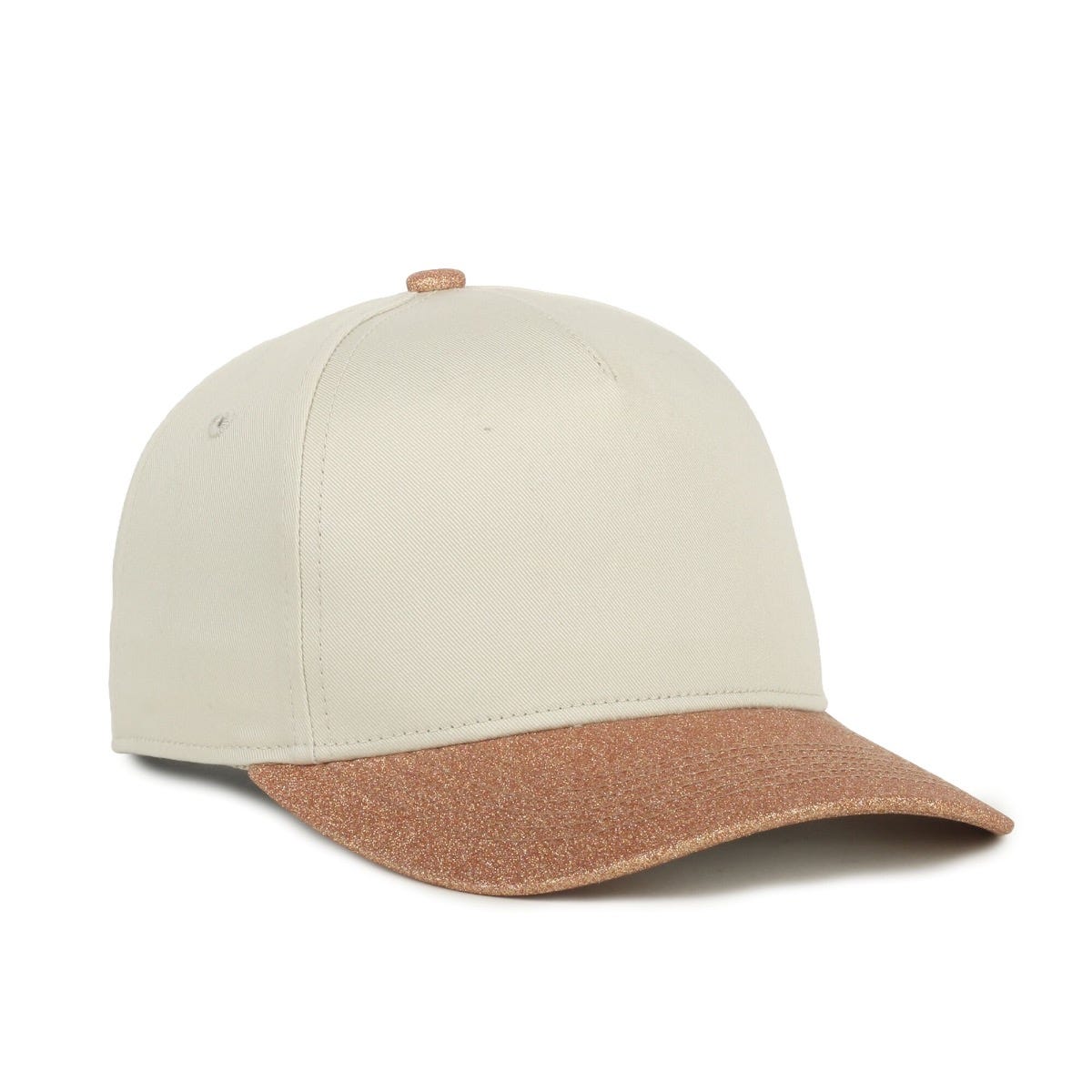Oc Sports Oc560gltr Two-tone 5-panel Glitter Cap - Ivory Rose Gold