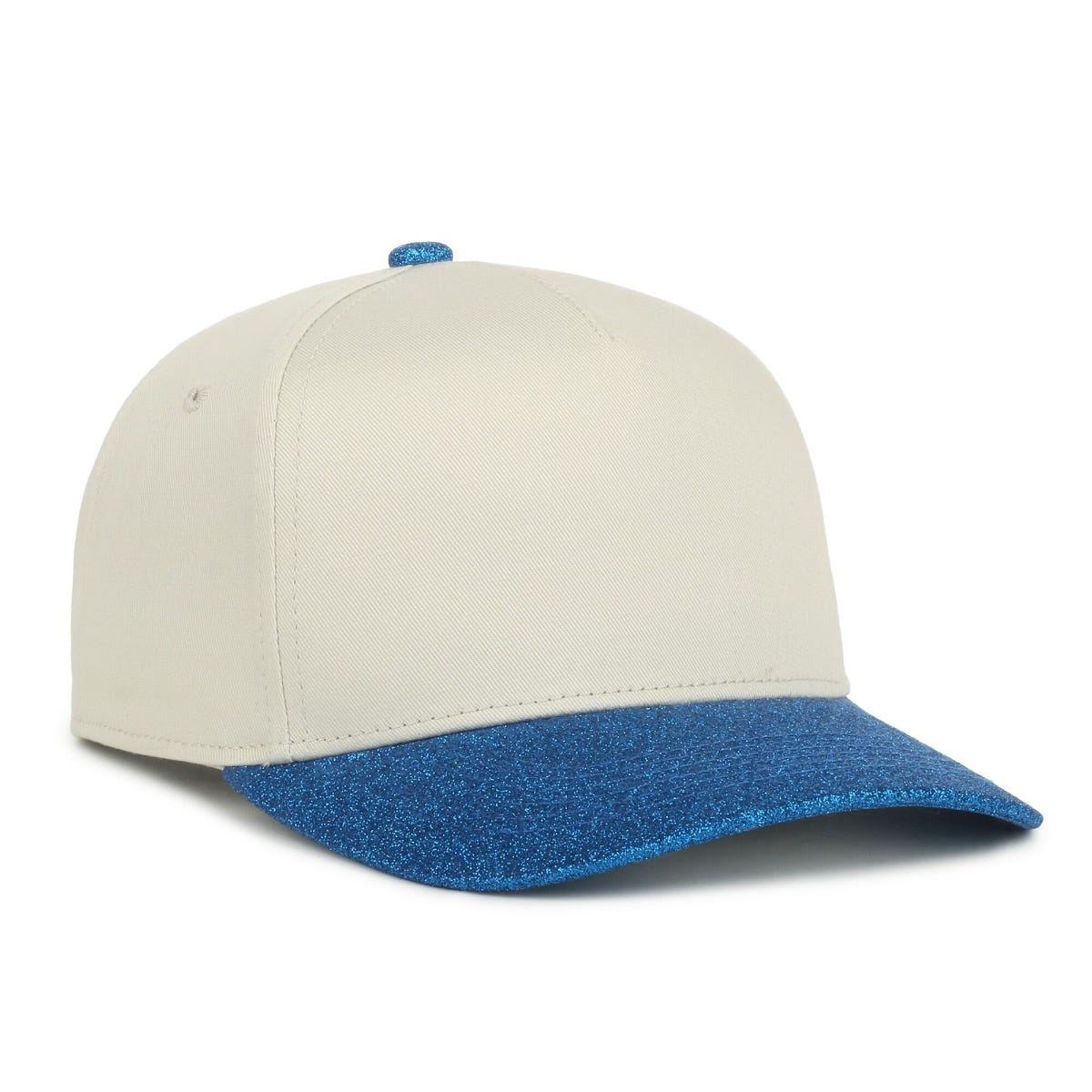 Oc Sports Oc560gltr Two-tone 5-panel Glitter Cap - Ivory Sapphire
