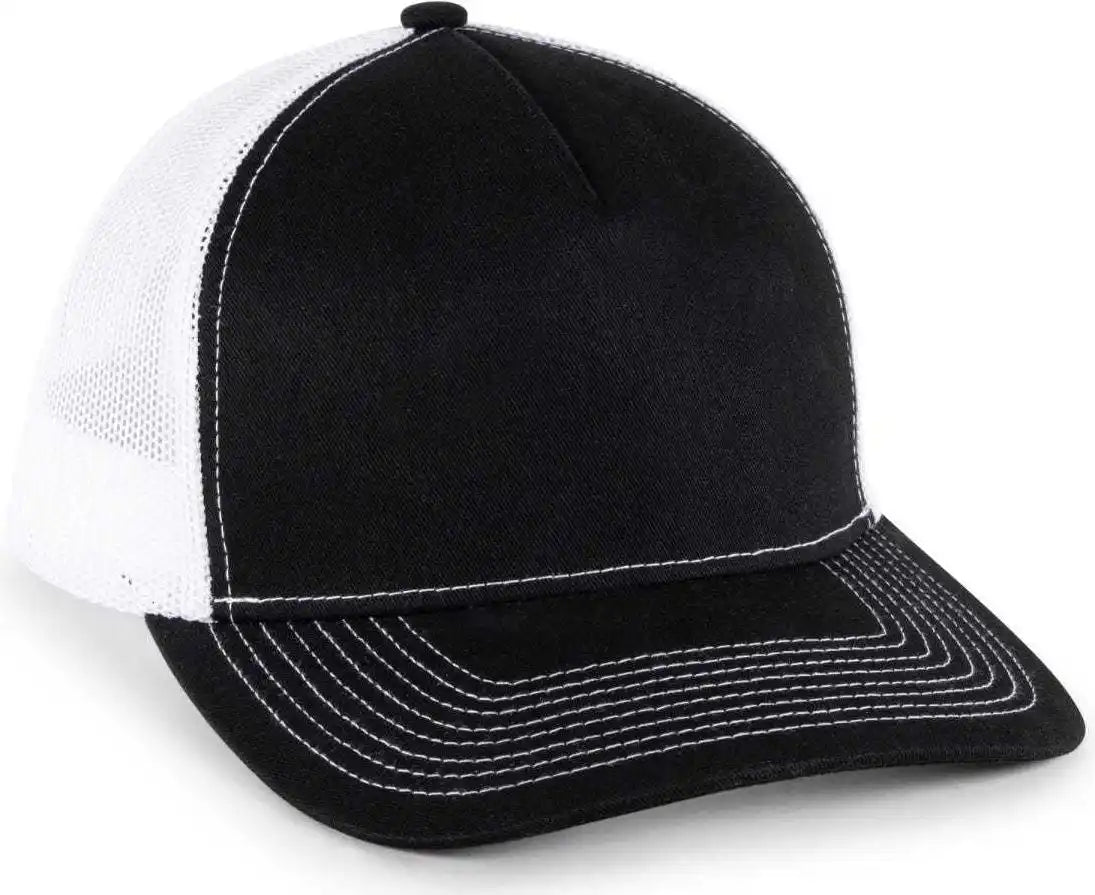 Oc Sports Oc571 Slight Pre-curved Visor with Mesh Back Cap - Black White - 6 7/8’’ - 7 1/2’’