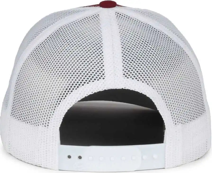 Oc Sports Oc571 Slight Pre-curved Visor with Mesh Back Cap - Maroon White - Osfm