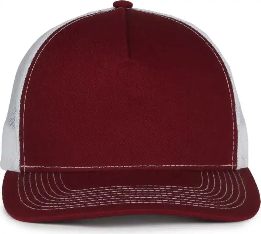 Oc Sports Oc571 Slight Pre-curved Visor with Mesh Back Cap - Maroon White - Osfm