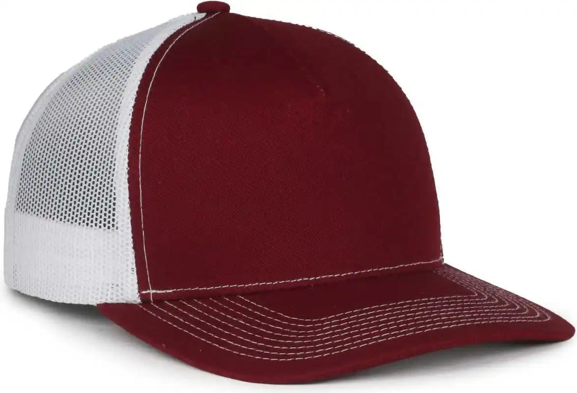 Oc Sports Oc571 Slight Pre-curved Visor with Mesh Back Cap - Maroon White - Osfm