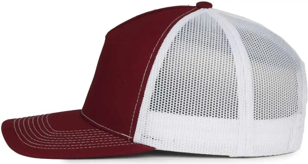 Oc Sports Oc571 Slight Pre-curved Visor with Mesh Back Cap - Maroon White - Osfm