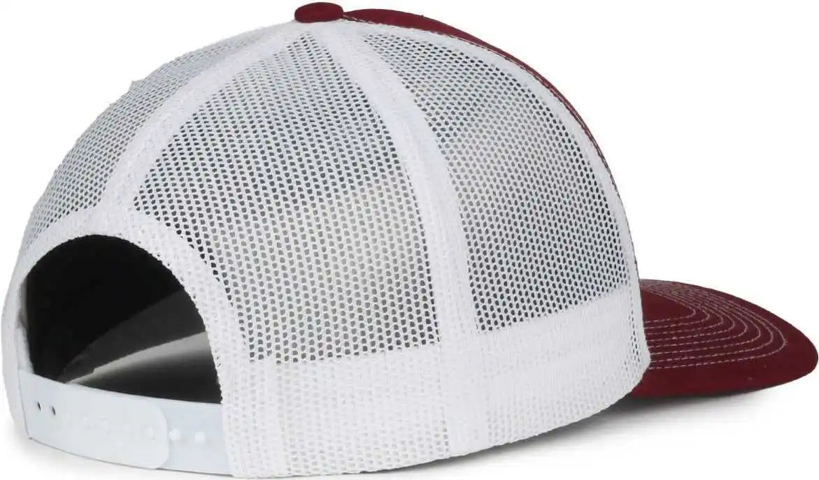 Oc Sports Oc571 Slight Pre-curved Visor with Mesh Back Cap - Maroon White - Osfm