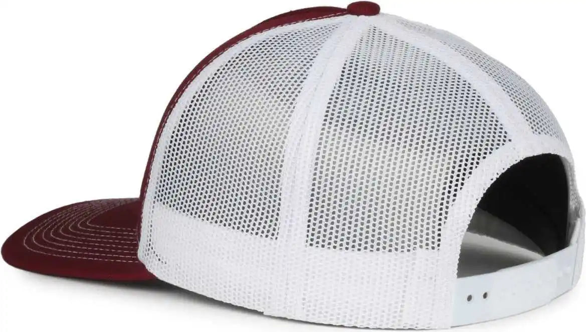 Oc Sports Oc571 Slight Pre-curved Visor with Mesh Back Cap - Maroon White - Osfm