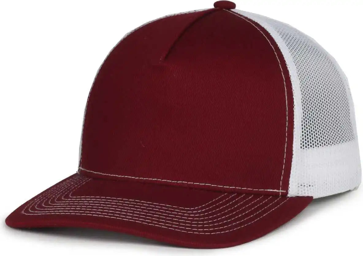 Oc Sports Oc571 Slight Pre-curved Visor with Mesh Back Cap - Maroon White - Osfm