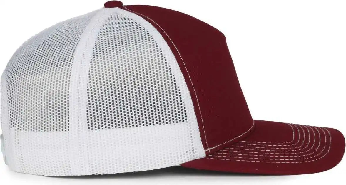 Oc Sports Oc571 Slight Pre-curved Visor with Mesh Back Cap - Maroon White - Osfm