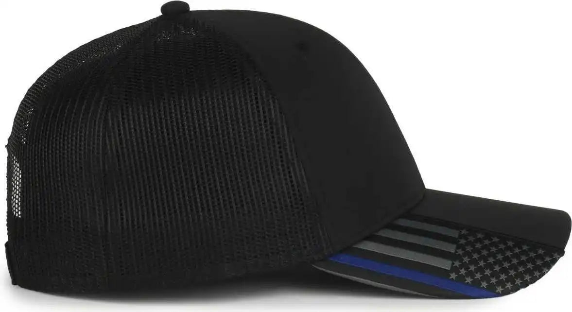 Oc Sports Oc601m Performance Service Flag Insert Mesh Back Cap - Black Police - Osfm