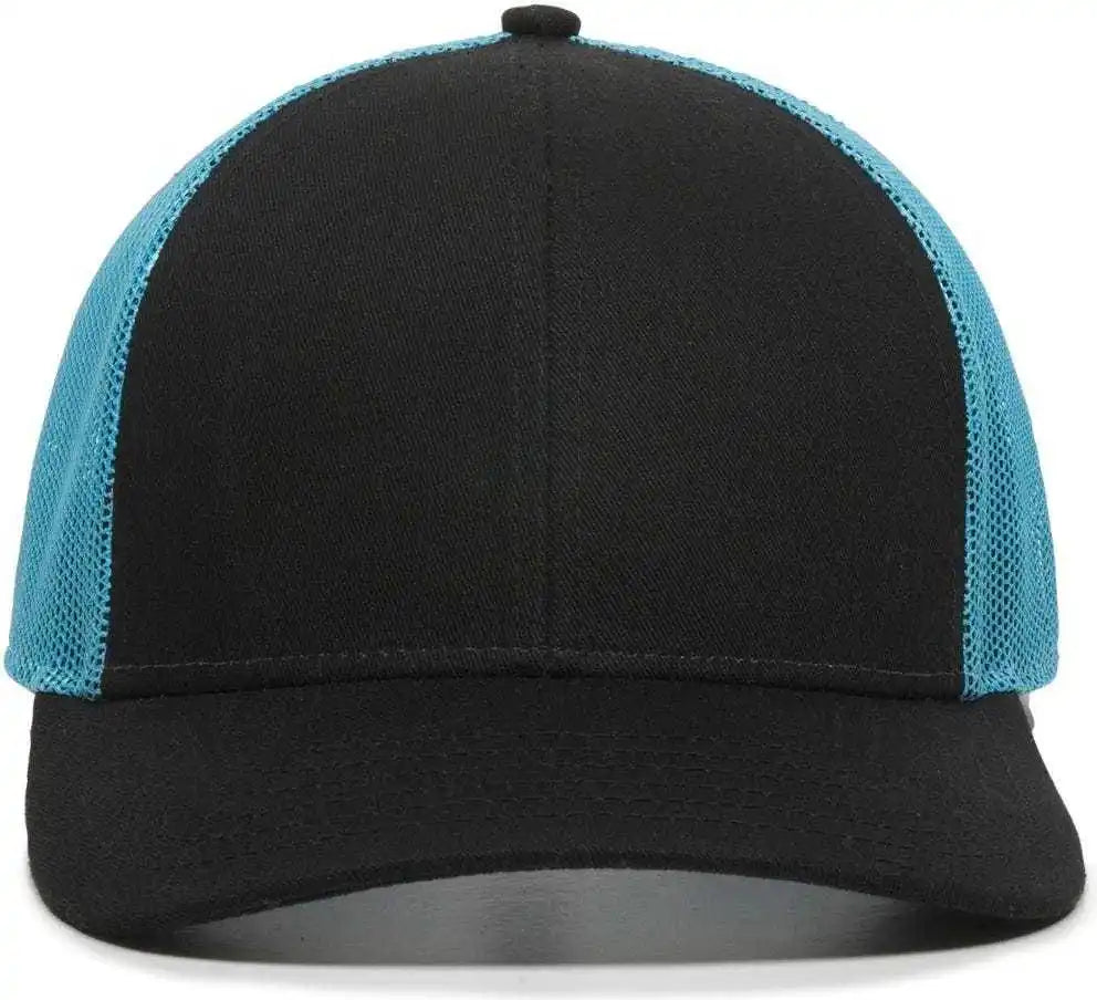 Oc Sports Oc770 Adjustable Mesh Back Cap with Sweatband - Black Neon Blue - 6 7/8’’ - 7 1/2’’