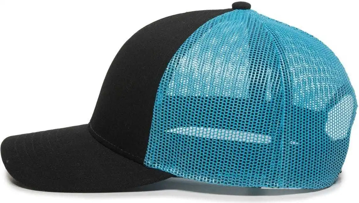 Oc Sports Oc770 Adjustable Mesh Back Cap with Sweatband - Black Neon Blue - 6 7/8’’ - 7 1/2’’