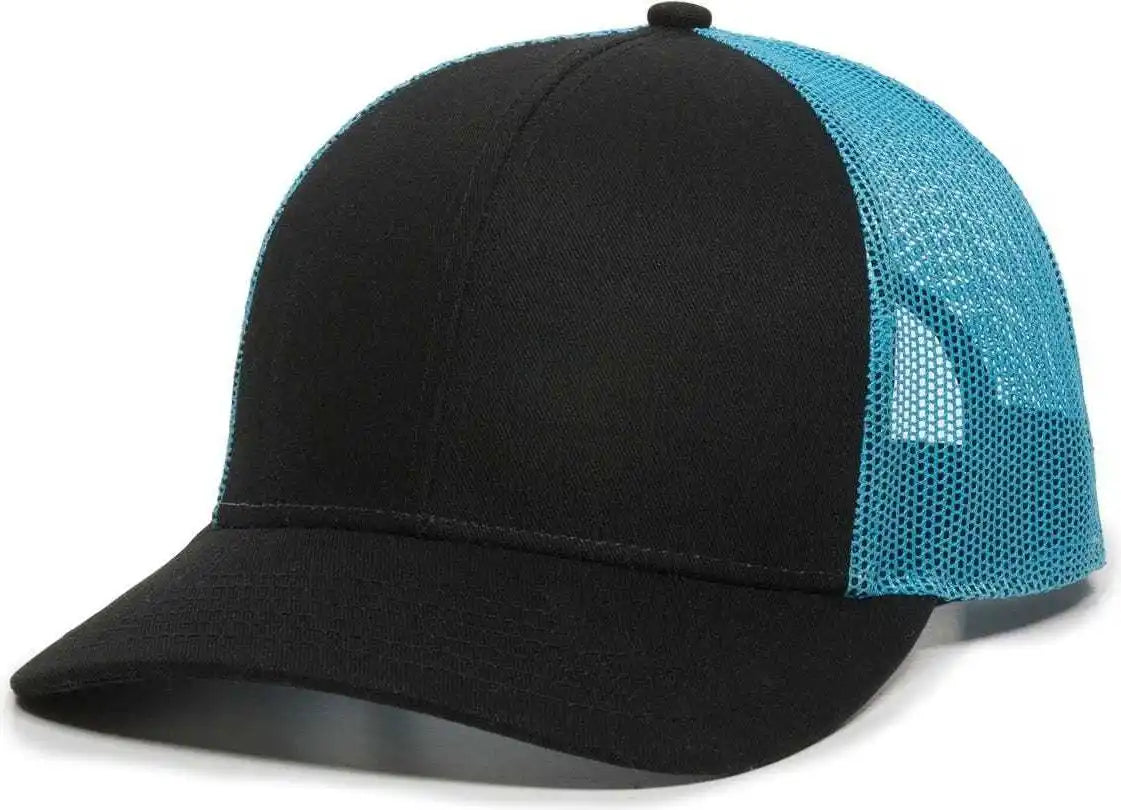 Oc Sports Oc770 Adjustable Mesh Back Cap with Sweatband - Black Neon Blue - 6 7/8’’ - 7 1/2’’