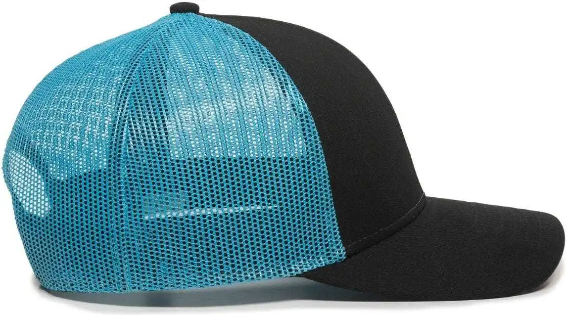 Oc Sports Oc770 Adjustable Mesh Back Cap with Sweatband - Black Neon Blue - 6 7/8’’ - 7 1/2’’