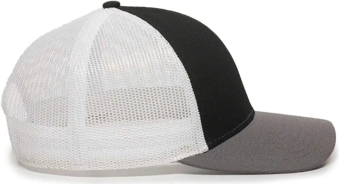 Oc Sports Oc770 Adjustable Mesh Back Cap with Sweatband - Black White Charcoal - 6 7/8’’ - 7 1/2’’