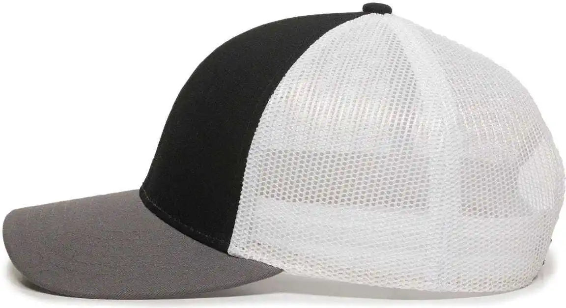Oc Sports Oc770 Adjustable Mesh Back Cap with Sweatband - Black White Charcoal - 6 7/8’’ - 7 1/2’’