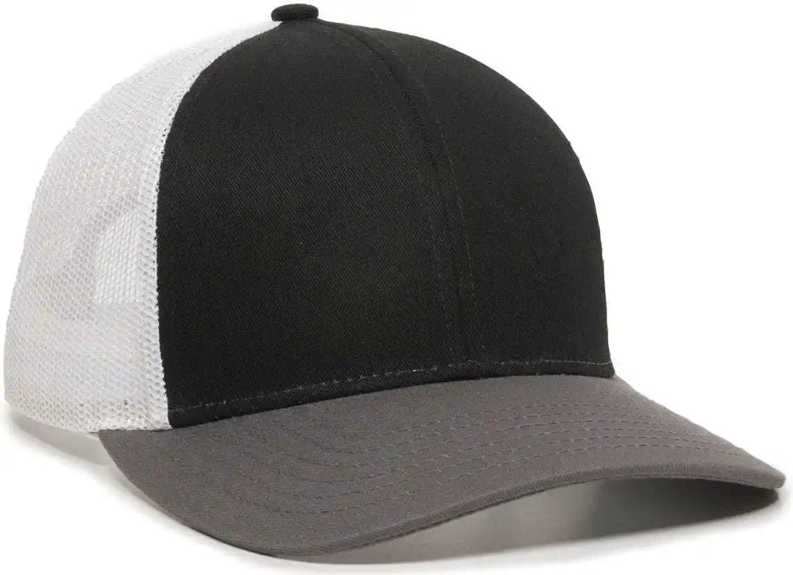 Oc Sports Oc770 Adjustable Mesh Back Cap with Sweatband - Black White Charcoal - 6 7/8’’ - 7 1/2’’