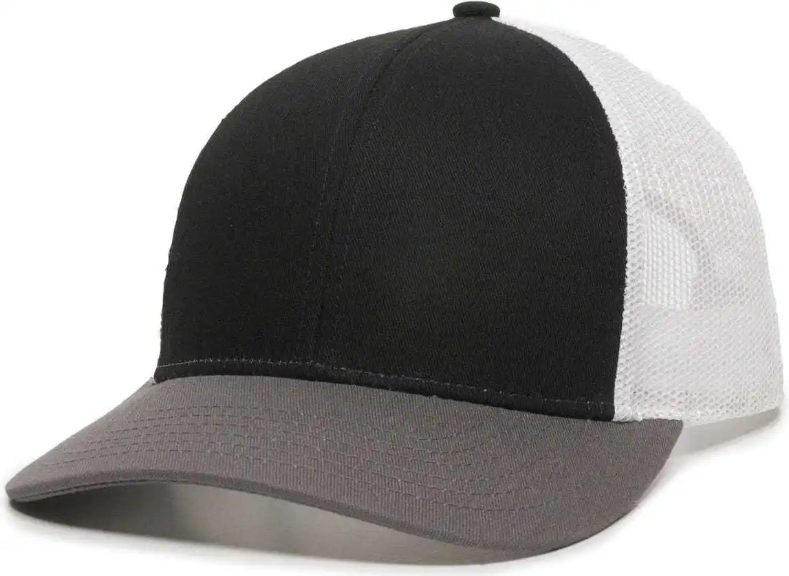Oc Sports Oc770 Adjustable Mesh Back Cap with Sweatband - Black White Charcoal - 6 7/8’’ - 7 1/2’’