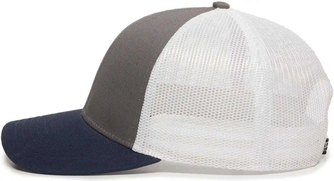Oc Sports Oc770 Adjustable Mesh Back Cap with Sweatband - Charcoal White Navy - Dark Gray / 6 7/8’’ - 7 1/2’’