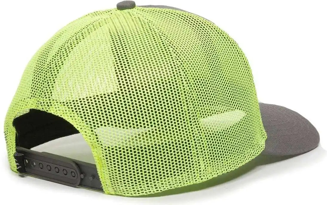 Oc Sports Oc770 Adjustable Mesh Back Cap with Sweatband - Charcoal Neon Yellow - Dark Gray Lime / 6 7/8’’ - 7 1/2’’