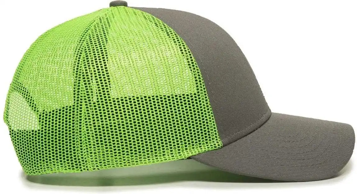 Oc Sports Oc770 Adjustable Mesh Back Cap with Sweatband - Charcoal Neon Green - Dark Gray / 6 7/8’’ - 7 1/2’’