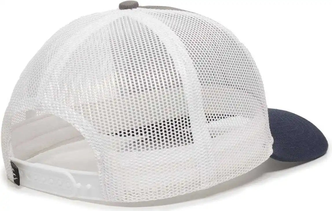 Oc Sports Oc770 Adjustable Mesh Back Cap with Sweatband - Charcoal White Navy - Dark Gray / 6 7/8’’ - 7 1/2’’
