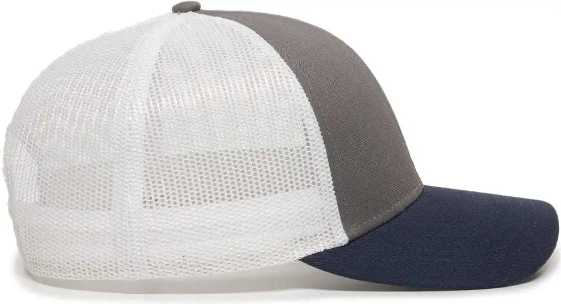 Oc Sports Oc770 Adjustable Mesh Back Cap with Sweatband - Charcoal White Navy - Dark Gray / 6 7/8’’ - 7 1/2’’