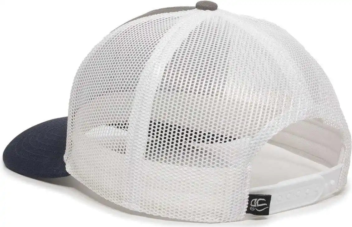 Oc Sports Oc770 Adjustable Mesh Back Cap with Sweatband - Charcoal White Navy - Dark Gray / 6 7/8’’ - 7 1/2’’