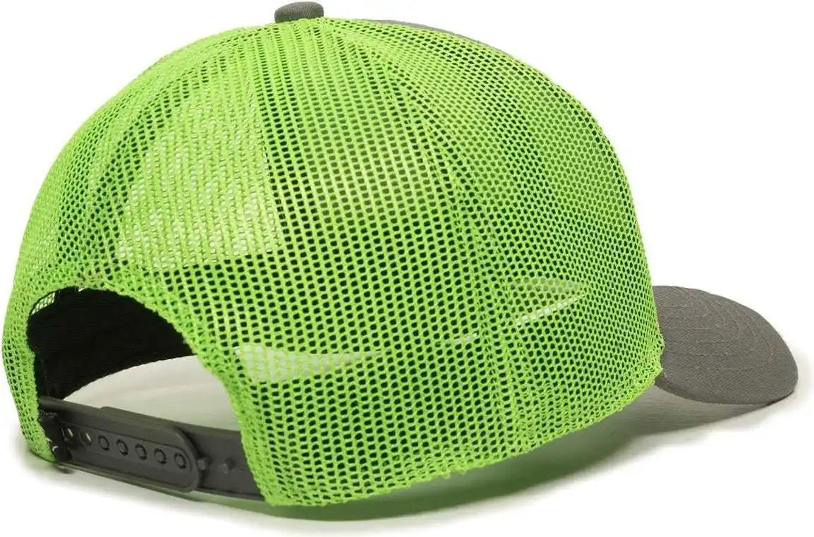 Oc Sports Oc770 Adjustable Mesh Back Cap with Sweatband - Charcoal Neon Green - Dark Gray / 6 7/8’’ - 7 1/2’’