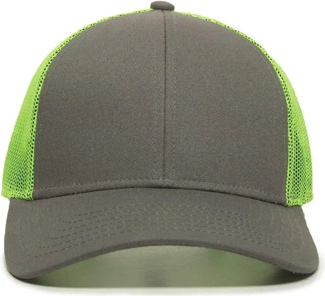 Oc Sports Oc770 Adjustable Mesh Back Cap with Sweatband - Charcoal Neon Green - Dark Gray / 6 7/8’’ - 7 1/2’’