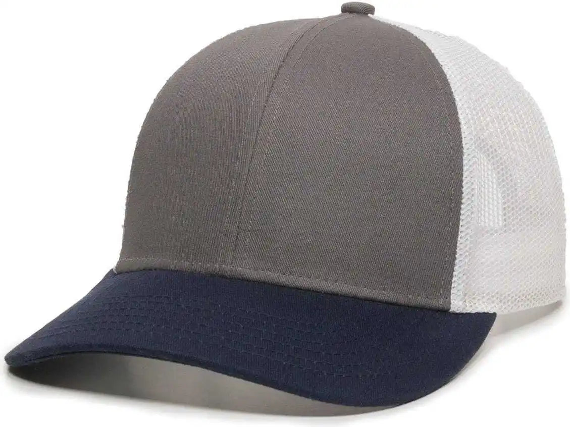 Oc Sports Oc770 Adjustable Mesh Back Cap with Sweatband - Charcoal White Navy - Dark Gray / 6 7/8’’ - 7 1/2’’