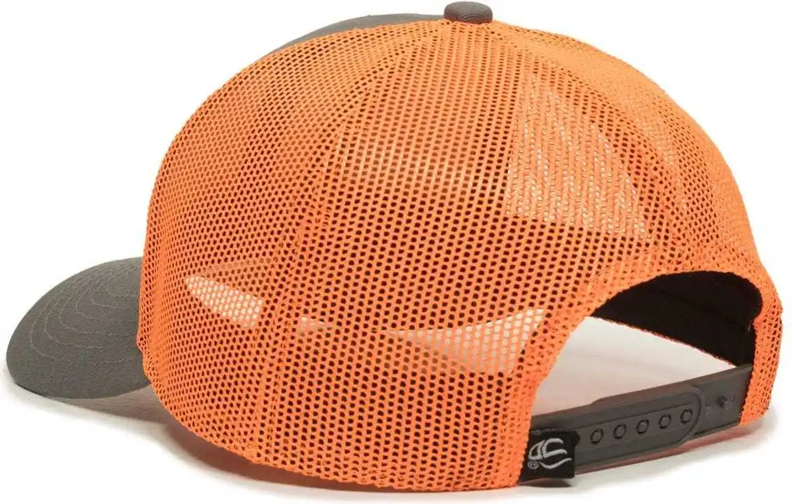 Oc Sports Oc770 Adjustable Mesh Back Cap with Sweatband - Charcoal Neon Orange - Dark Gray / 6 7/8’’ - 7 1/2’’