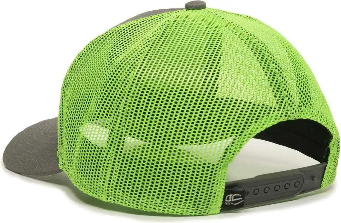 Oc Sports Oc770 Adjustable Mesh Back Cap with Sweatband - Charcoal Neon Green - Dark Gray / 6 7/8’’ - 7 1/2’’