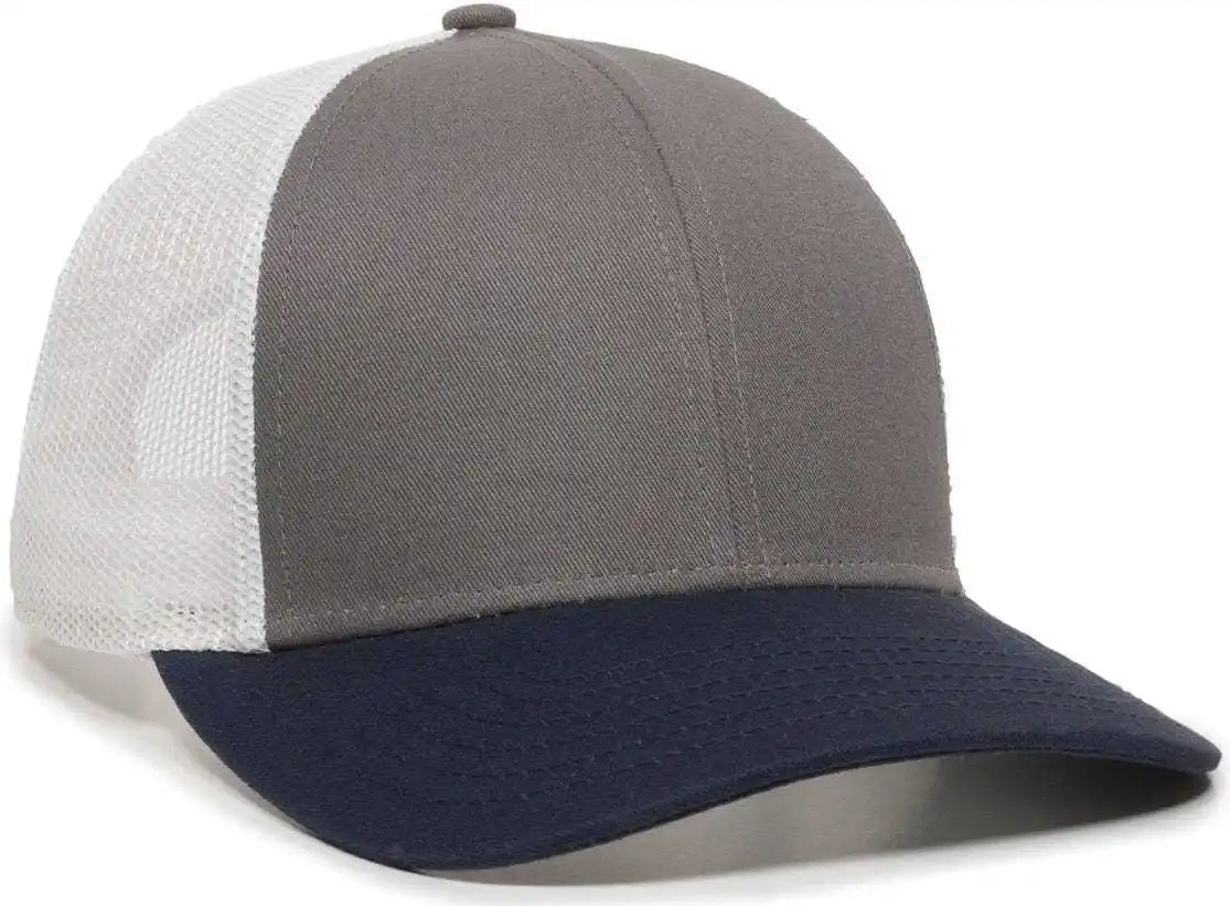 Oc Sports Oc770 Adjustable Mesh Back Cap with Sweatband - Charcoal White Navy - Dark Gray / 6 7/8’’ - 7 1/2’’