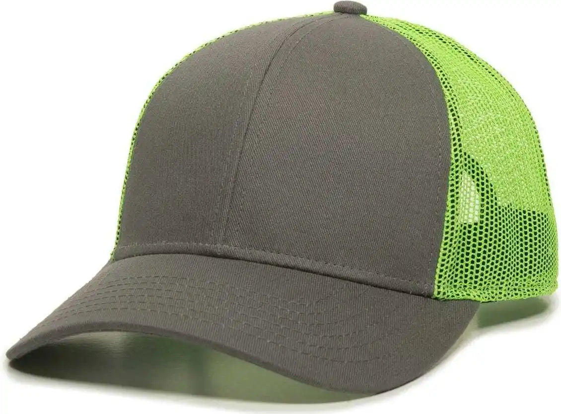 Oc Sports Oc770 Adjustable Mesh Back Cap with Sweatband - Charcoal Neon Green - Dark Gray / 6 7/8’’ - 7 1/2’’