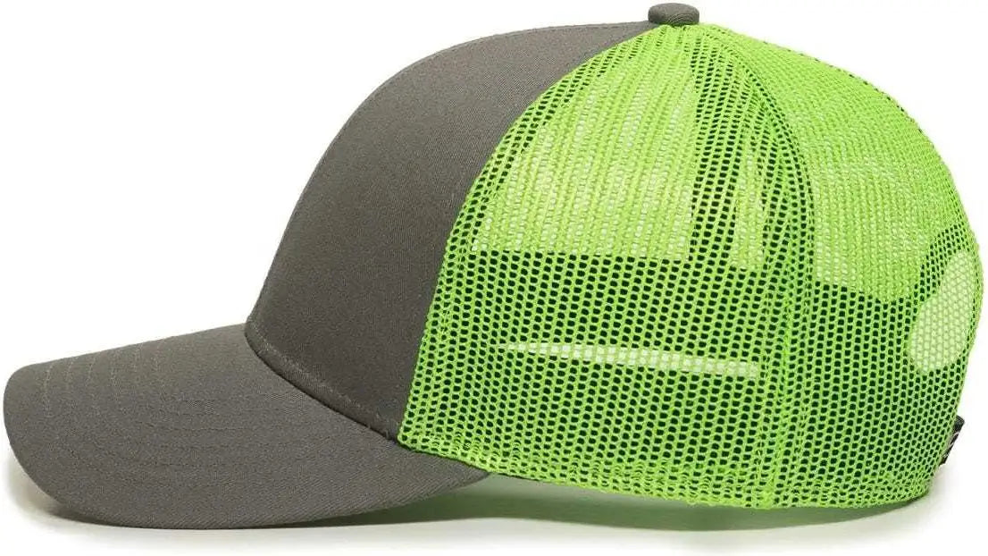 Oc Sports Oc770 Adjustable Mesh Back Cap with Sweatband - Charcoal Neon Green - Dark Gray / 6 7/8’’ - 7 1/2’’