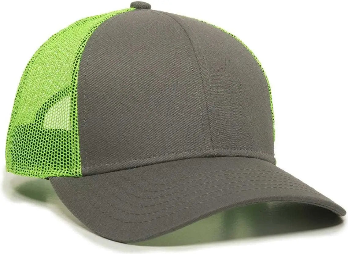 Oc Sports Oc770 Adjustable Mesh Back Cap with Sweatband - Charcoal Neon Green - Dark Gray / 6 7/8’’ - 7 1/2’’