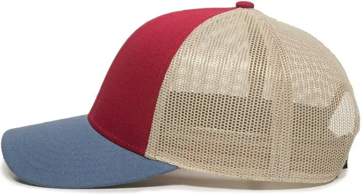 Oc Sports Oc770 Adjustable Mesh Back Cap with Sweatband - Crimson Khaki Light Slate - Red / 6 7/8’’ - 7 1/2’’
