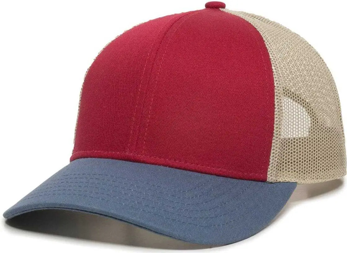 Oc Sports Oc770 Adjustable Mesh Back Cap with Sweatband - Crimson Khaki Light Slate - Red / 6 7/8’’ - 7 1/2’’
