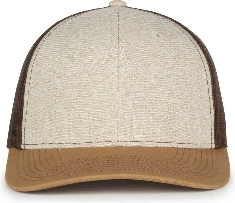 Oc Sports Oc770 Adjustable Mesh Back Cap with Sweatband - Heathered Stone Brown Old Gold - Osfm