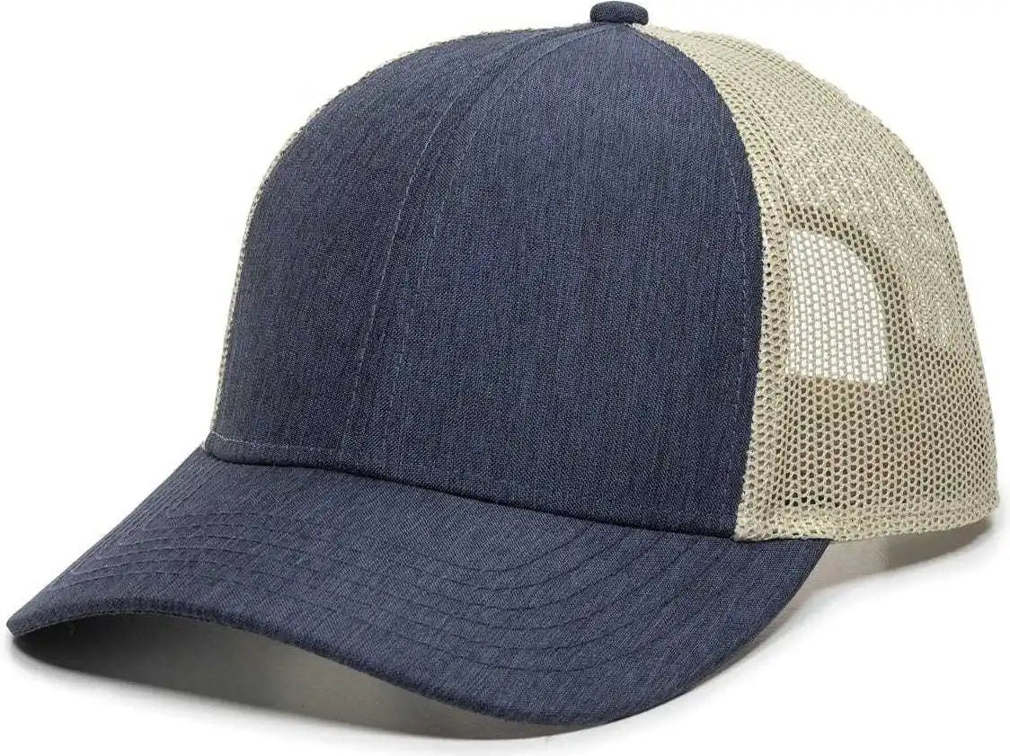 Oc Sports Oc770 Adjustable Mesh Back Cap with Sweatband - Heathered Navy Khaki - 6 7/8’’ - 7 1/2’’
