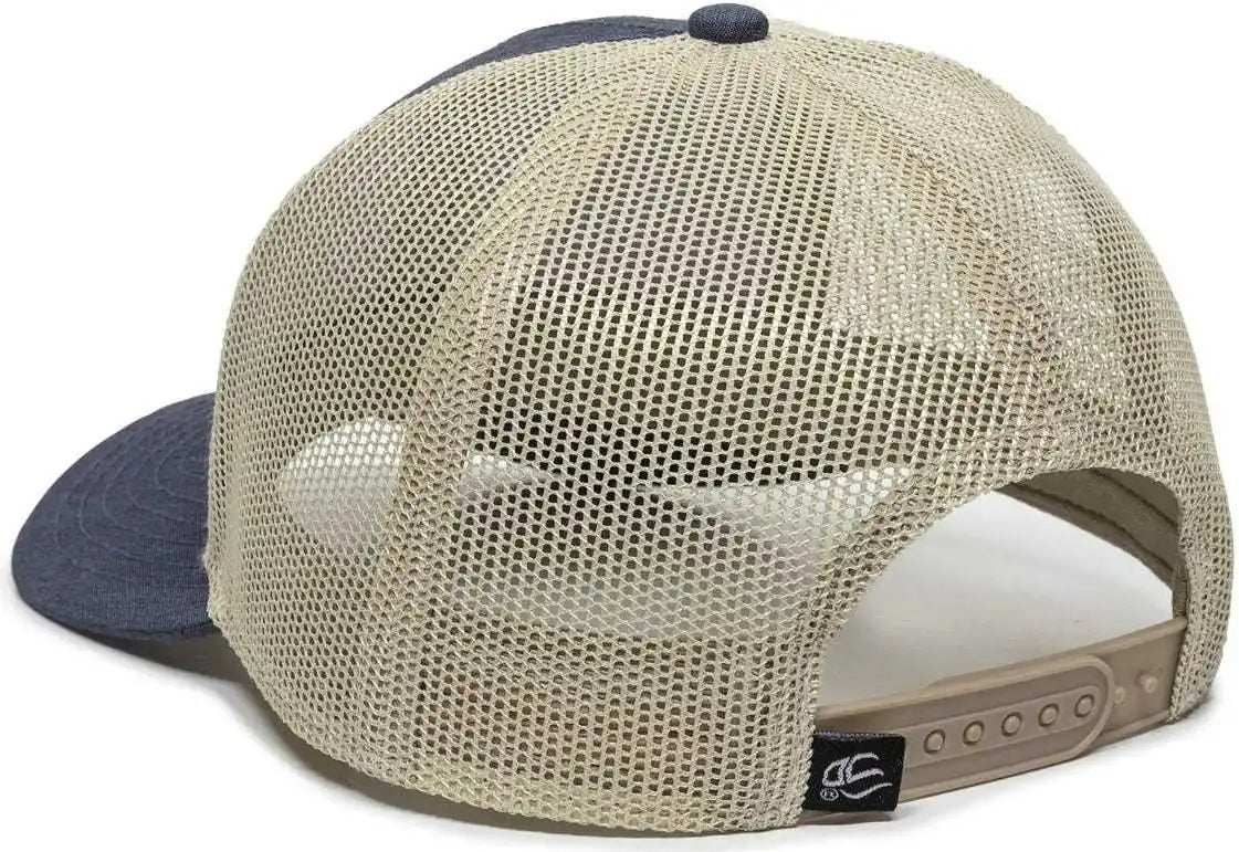 Oc Sports Oc770 Adjustable Mesh Back Cap with Sweatband - Heathered Navy Khaki - 6 7/8’’ - 7 1/2’’