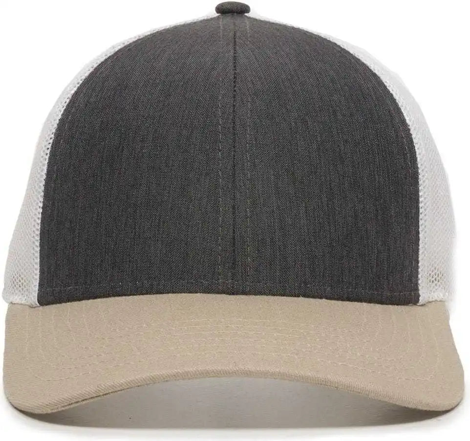 Oc Sports Oc770 Adjustable Mesh Back Cap with Sweatband - Heathered Charcoal White Khaki - Dark Gray / 6 7/8’’ - 7 1/2’’