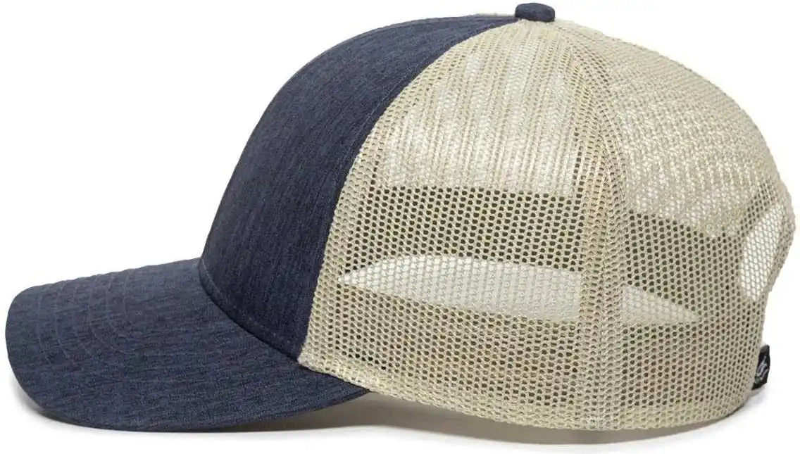 Oc Sports Oc770 Adjustable Mesh Back Cap with Sweatband - Heathered Navy Khaki - 6 7/8’’ - 7 1/2’’