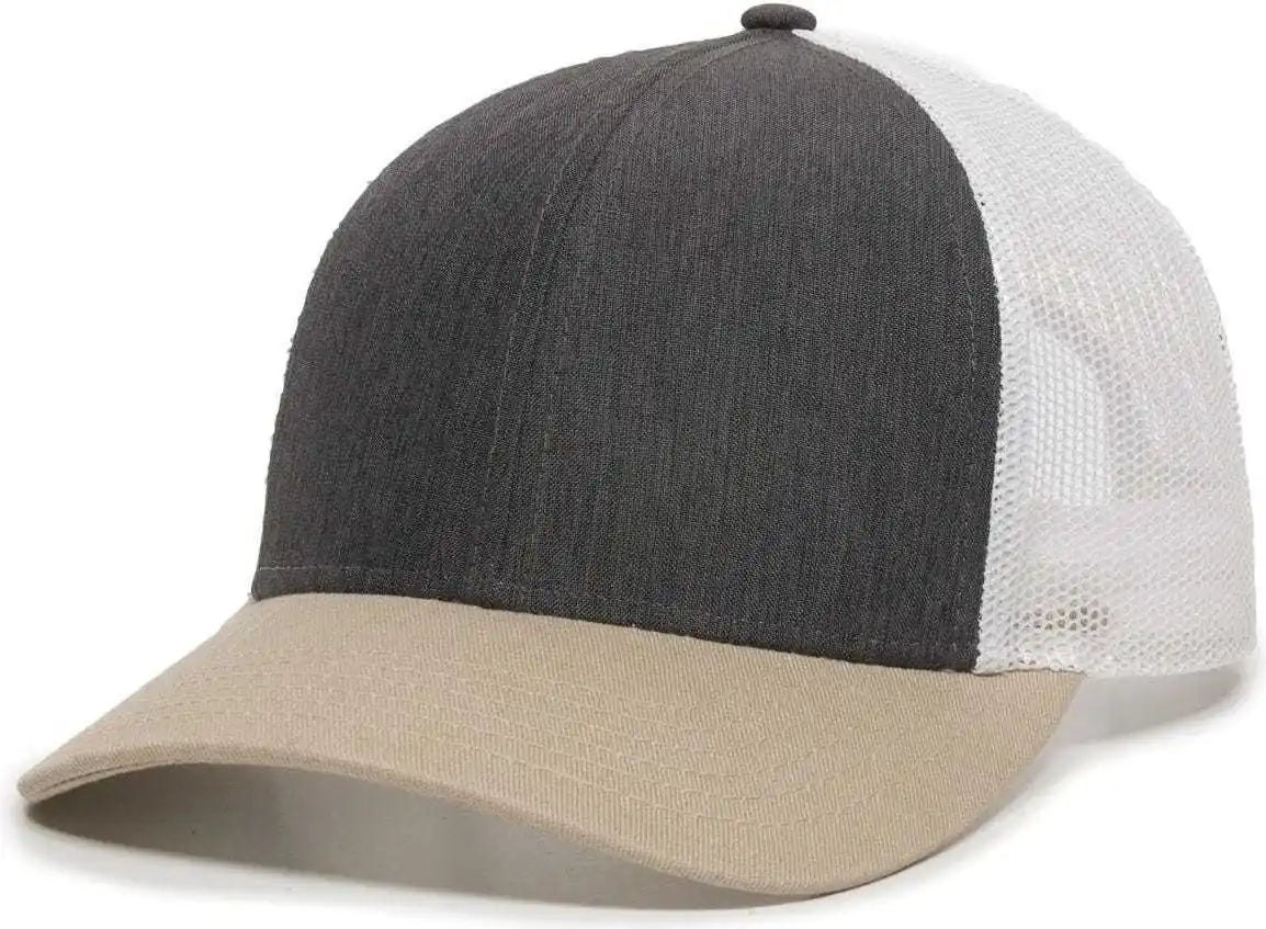 Oc Sports Oc770 Adjustable Mesh Back Cap with Sweatband - Heathered Charcoal White Khaki - Dark Gray / 6 7/8’’ - 7 1/2’’