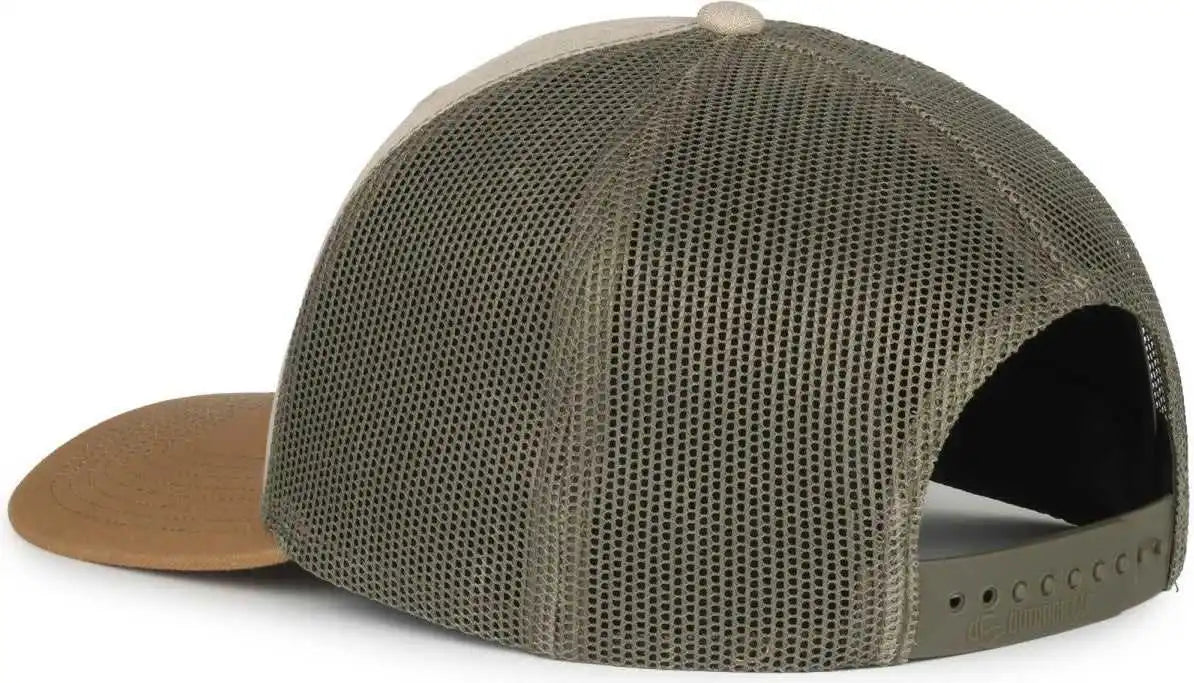 Oc Sports Oc770 Adjustable Mesh Back Cap with Sweatband - Heathered Stone Olive Old Gold - Osfm