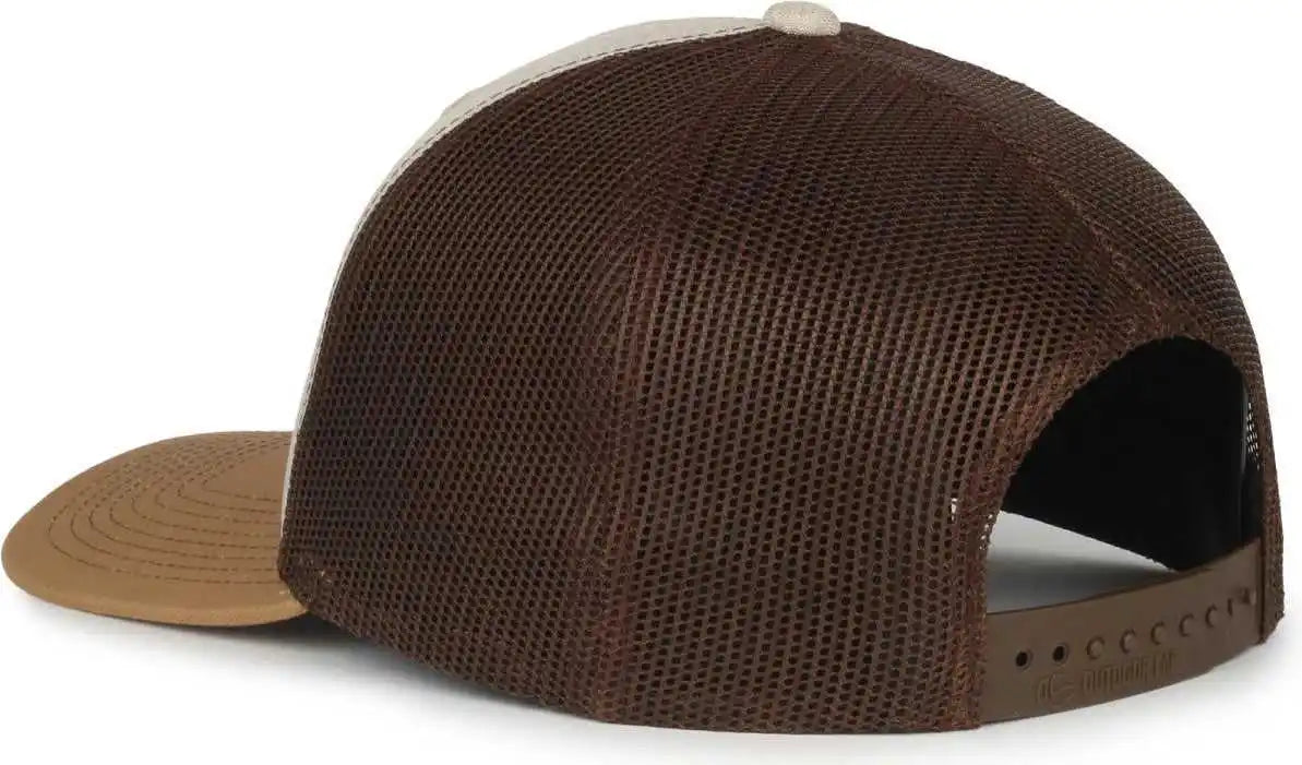 Oc Sports Oc770 Adjustable Mesh Back Cap with Sweatband - Heathered Stone Brown Old Gold - Osfm