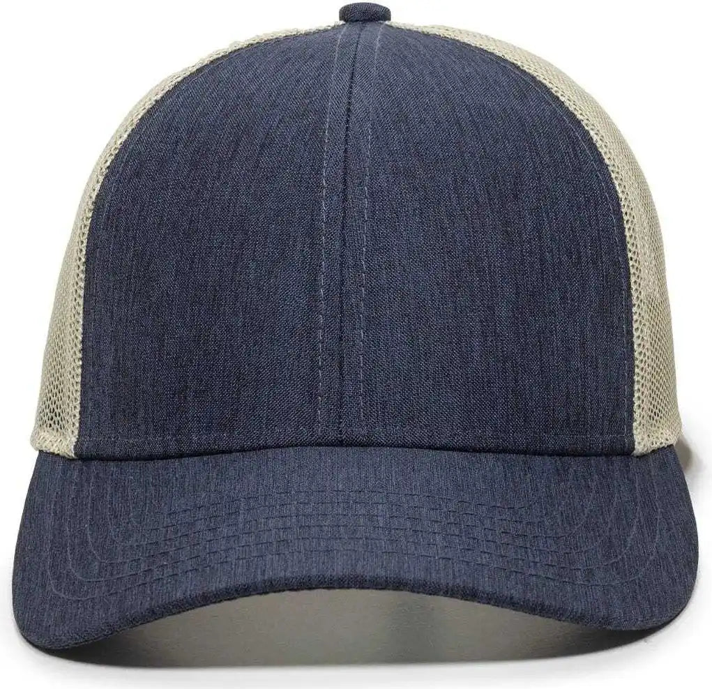 Oc Sports Oc770 Adjustable Mesh Back Cap with Sweatband - Heathered Navy Khaki - 6 7/8’’ - 7 1/2’’