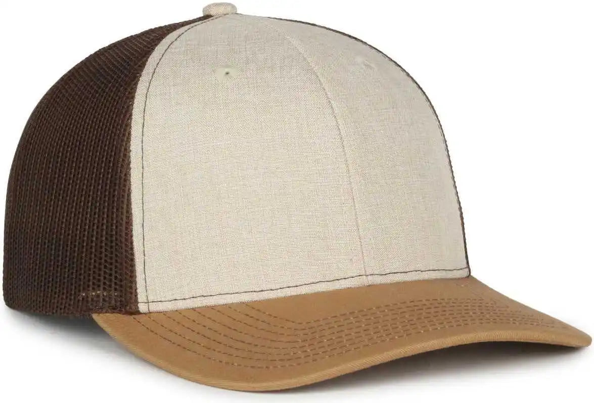 Oc Sports Oc770 Adjustable Mesh Back Cap with Sweatband - Heathered Stone Brown Old Gold - Osfm