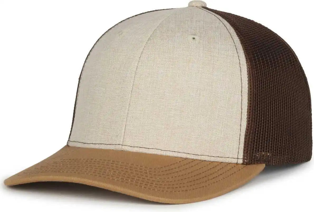 Oc Sports Oc770 Adjustable Mesh Back Cap with Sweatband - Heathered Stone Brown Old Gold - Osfm